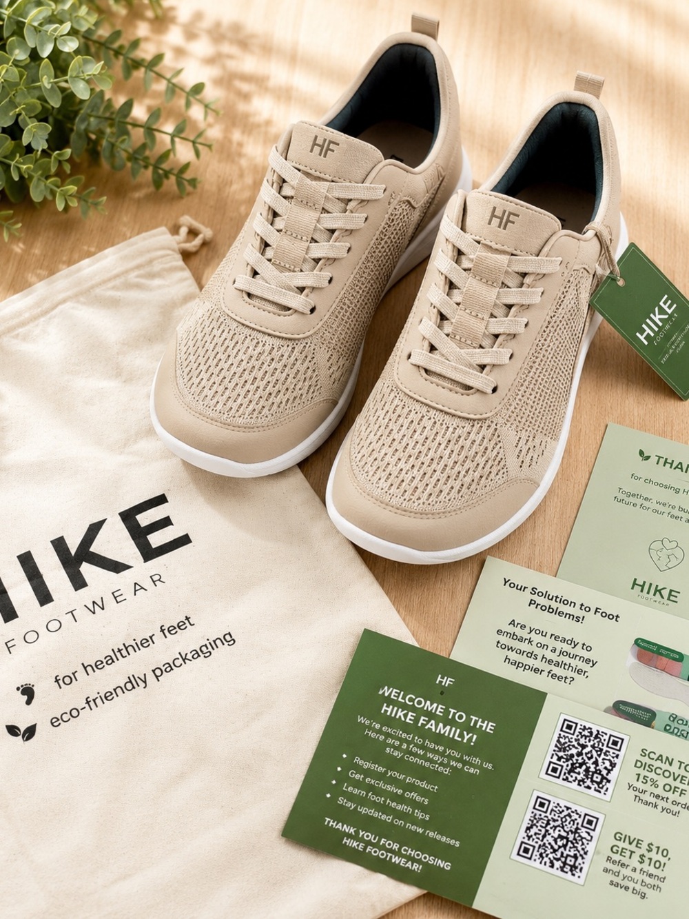 HF Hike Women’s Athletic Sneakers in Beige - Lightweight Breathable Comfort